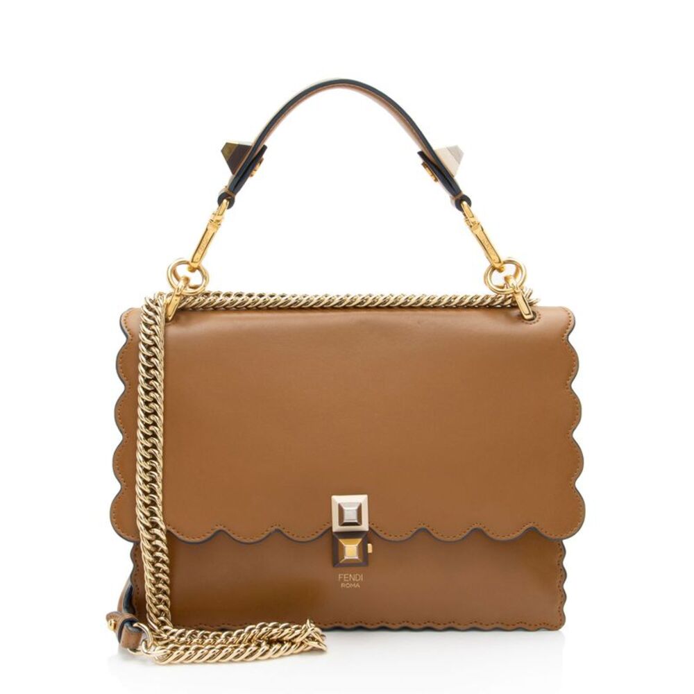 Fendi Calfskin Studded Kan I Medium Shoulder Bag
